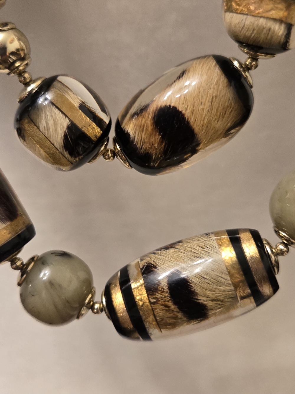 Chicos Handmade Multistrand Beaded Necklace - Black, Gold, Tan - Picture 5 of 9